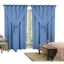 Ver imagem 1 de Cortina Corta Luz 3,00m X 2,30m 100% Blackout Com Voil Azul Para Sala Ou Quarto Varão Simples