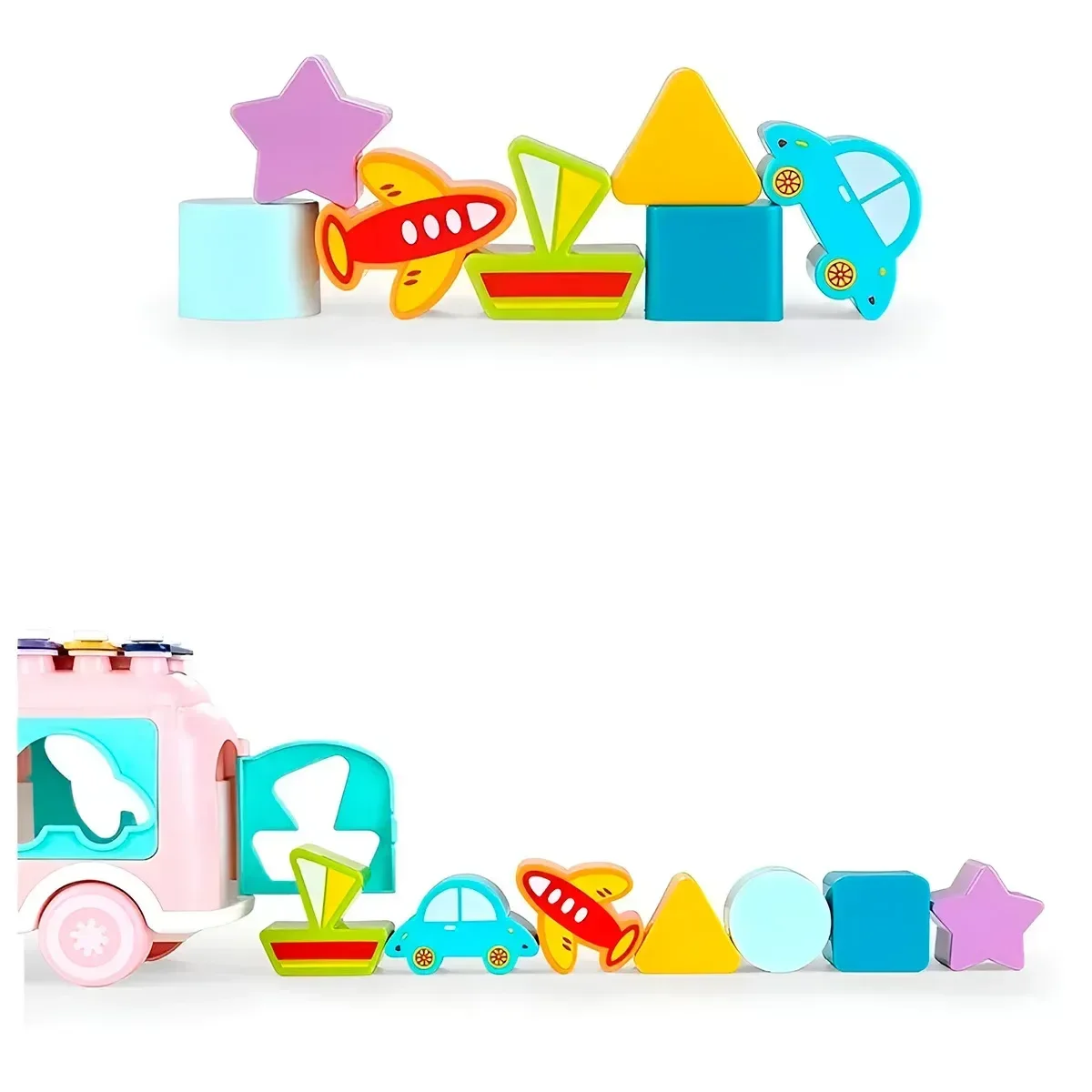 Ônibus Musical Brinquedo Kids Xilofone Peças de Encaixar Vermelho - 2