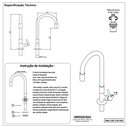 Ver imagem 6 de Torneira Para Cozinha Gourmet Pia Bancada Color Preto Black Fosco 1/4 volta