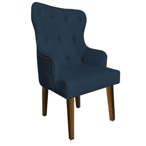 Cadeira Maju Suede Azul Royal com Tacha - Dominic Decor