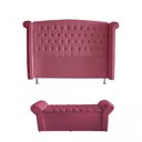 Ver imagem 1 de Kit Realeza Cabeceira de Cama Box e Calçadeira Baú King 195 Cm Suede Rosa Claro Eli Móveis