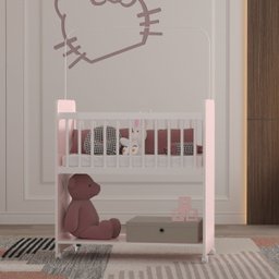 Mini Berço Fixo Compacto Portátil para Bebê com Rodízio Colchão Suporte para Mosquiteiro e Prateleir - 3 Mini Berço Fixo Compacto Portátil para Bebê com Rodízio Colchão Suporte para Mosquiteiro e Prateleir - 3