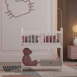 Mini Berço Fixo Compacto Portátil para Bebê com Rodízio Colchão Suporte para Mosquiteiro e Prateleir - 4 Mini Berço Fixo Compacto Portátil para Bebê com Rodízio Colchão Suporte para Mosquiteiro e Prateleir - 4