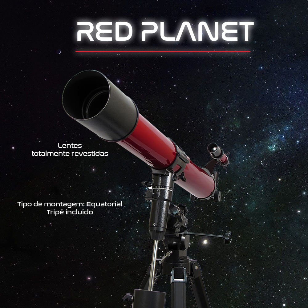 Telescópio Refração 90mm 111x Red Planet com Tripé em Alumínio Carson - 6