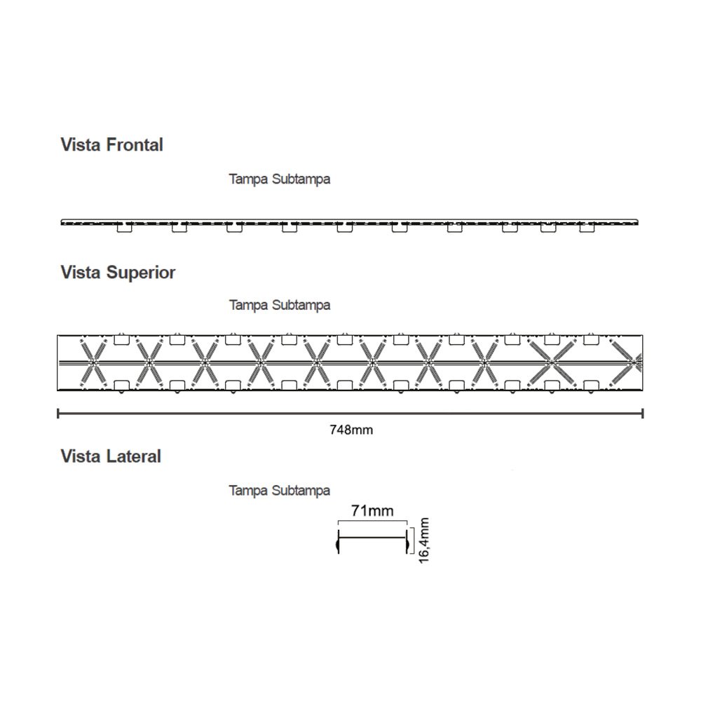 Ralo Linear Elleve Versatile 8931 75cm Saída Central com Tampa Oculta Oculta 8931 - 2