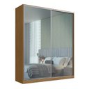 Ver imagem 1 de Guarda-Roupa Casal 2 Portas de Correr com Espelho 3 Gavetas MDF 235x200cm Nexo Marrom Freijó Natura