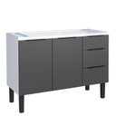 Ver imagem 1 de Gabinete de Aço Para Pia 120cm 2 Portas 3 Gavetas Jupter Cozimax Preto