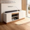 Ver imagem 7 de Rack MDF 130cm 3 Portas e Nicho Central Sala Branco/Amadeirado