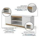 Ver imagem 4 de Rack MDF 130cm 3 Portas e Nicho Central Sala Branco/Amadeirado