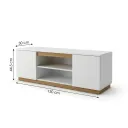 Ver imagem 3 de Rack MDF 130cm 3 Portas e Nicho Central Sala Branco/Amadeirado