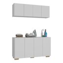 Ver imagem 2 de Conjunto Lavanderia Multiuso Armário Aéreo e Balcão 4 Portas Multimóveis Mp5054 Branco/natural