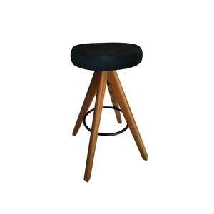 Puff Banqueta Alta Laura Suede Preto