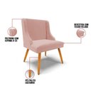 Ver imagem 4 de Kit 10 Cadeiras Veludo Rosê Pés Palito Castanho