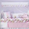 KIT JOGO DE BERÇO BALÃO BORDADO 11 PEÇAS KIT AMERICANO DE BERÇO SAFARI PARA BEBE LUXUOSO:ROSA - 2