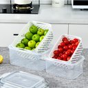 Ver imagem 3 de Kit 3 Potes Organizadores Hermetico com Cesto Drenagem Grande Multiuso Profissional Geladeira