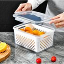 Ver imagem 2 de Kit 3 Potes Organizadores Hermetico com Cesto Drenagem Grande Multiuso Profissional Geladeira