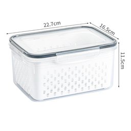 Kit 3 Potes Organizadores Hermetico com Cesto Drenagem Grande Multiuso Profissional Geladeira - 6 Kit 3 Potes Organizadores Hermetico com Cesto Drenagem Grande Multiuso Profissional Geladeira - 6