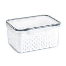 Kit 3 Potes Organizadores Hermetico com Cesto Drenagem Grande Multiuso Profissional Geladeira - 4 Kit 3 Potes Organizadores Hermetico com Cesto Drenagem Grande Multiuso Profissional Geladeira - 4
