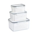Ver imagem 7 de Kit 3 Potes Organizadores Hermetico com Cesto Drenagem Grande Multiuso Profissional Geladeira