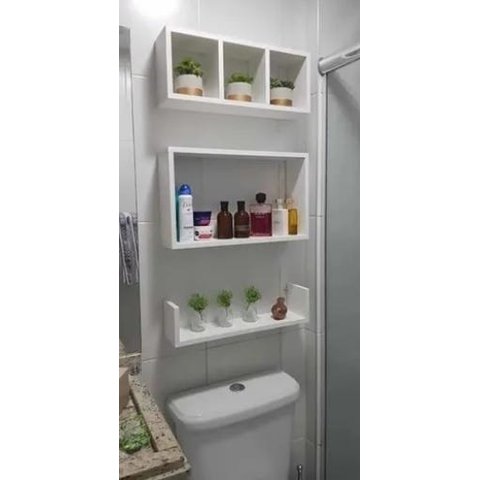 Nicho Prateleira Kit 3 Peças P Banheiro