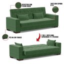 Ver imagem 2 de Sofá Cama 02 Lugares Lisboa Suede Pés De Madeira Cor Verde