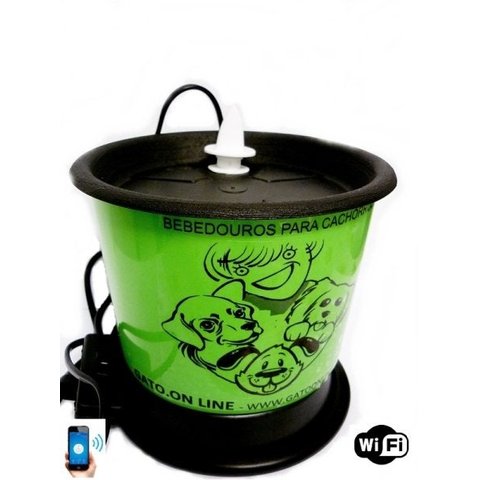 Bebedouro para caes Plastico verde 1500 ml com WIFI Bivolt