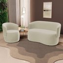 Ver imagem 2 de Kit 2 Poltronas e 1 Namoradeira Aisha Orgânica Suede Bege Claro - Desk Design