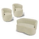 Ver imagem 1 de Kit 2 Poltronas e 1 Namoradeira Aisha Orgânica Suede Bege Claro - Desk Design