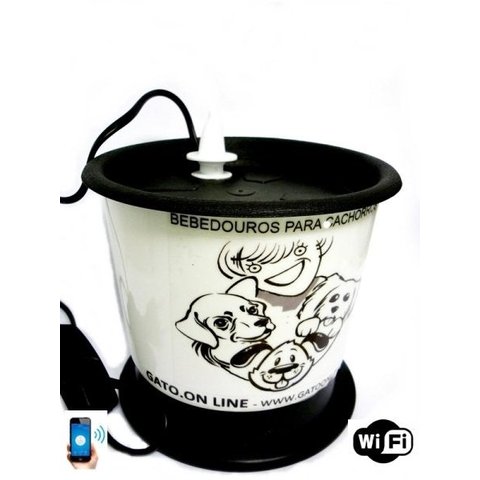 Bebedouro para caes Plastico branco 1500 ml com WIFI Bivolt
