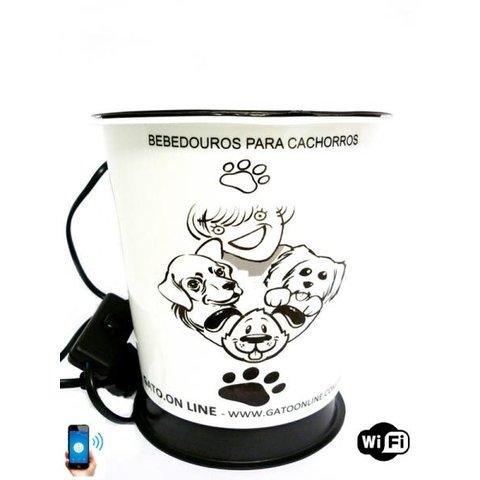 Bebedouro para caes Plastico branco 2000 ml com WIFI Bivolt