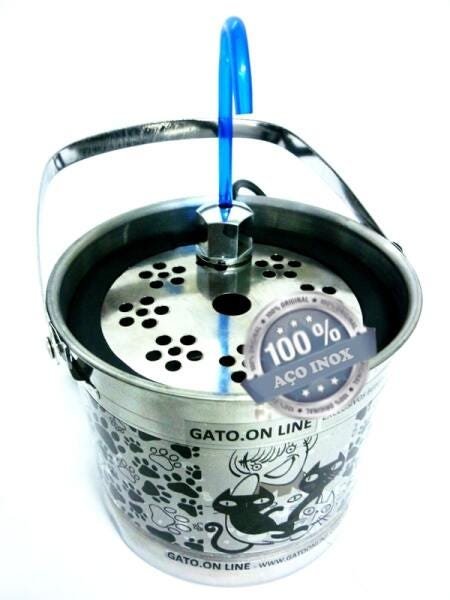 Bebedouro Inox 1500 Ml com torneira acrilico azul