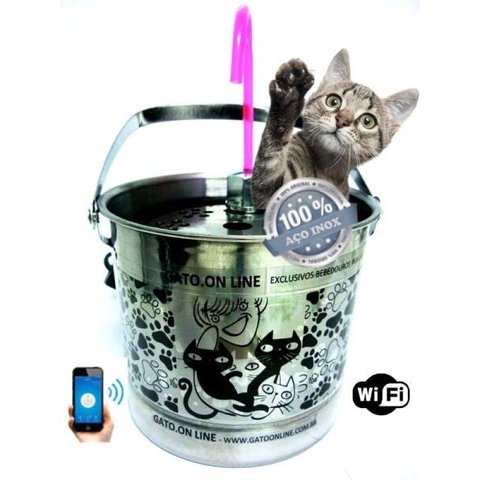 Bebedouro Inox 1500Ml Wifi torneira acrilico incolor Filtro