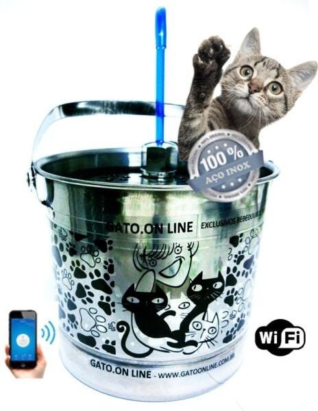 Bebedouro Inox 1500 Ml Wifi torneira acrilico azul Filtro - 1