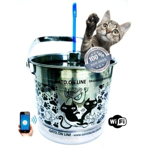 Bebedouro Inox 1500 Ml Wifi torneira acrilico azul Filtro