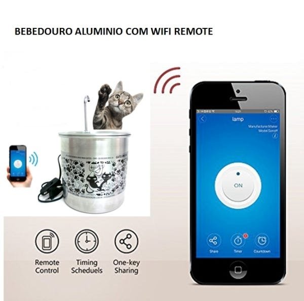 Bebedouro Gato Online para gatos Aluminio 1700 ml Bivolt com filtro e Wifi - 1