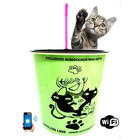 Bebedouro Plastico 1700 Ml Verde WIFI torneira acrilico rosa