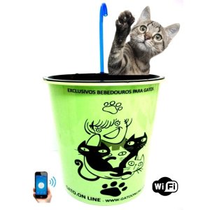 Bebedouro Plastico 1700ml Verde WIFI torneira acrilico azul