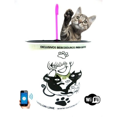 Bebedouro Plastico 1700 ml Branco WIFI torneira rosa