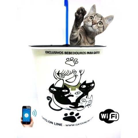 Bebedouro Plastico 1700 Ml Branco WIFI torneira azul