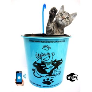 Bebedouro Plastico 1700 Ml Azul WIFI torneira rosa