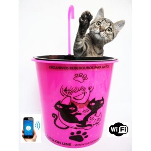 Bebedouro Plastico 1700 Ml Rosa WIFI torneira rosa