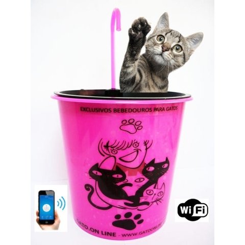 Bebedouro Plastico 1700 Ml Rosa WIFI torneira rosa