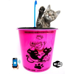 Bebedouro Plastico 1700 Ml Rosa WIFI torneira azul