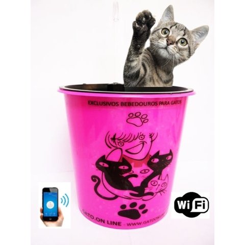 Bebedouro Plastico 1700 Ml Rosa WIFI torneira incolor