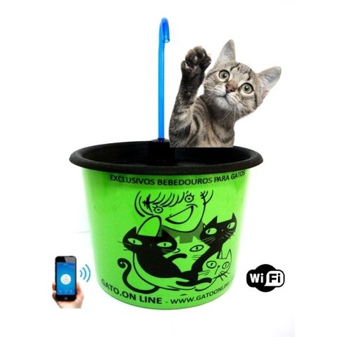 Bebedouro Plastico 1500 ml verde Wifi torneira azul filtro