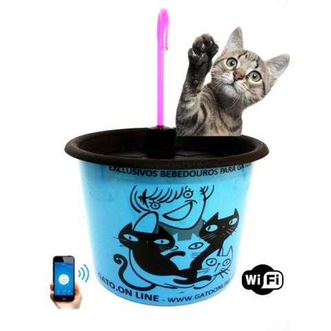 Bebedouro Plastico 1500 ml azul Wifi torneira rosa filtro