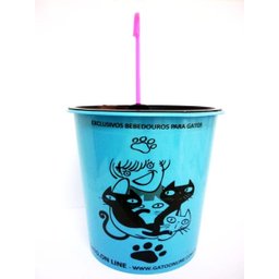 Bebedouro Plastico 1700 Ml Azul torneira acrilico rosa - 1