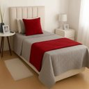 Ver imagem 4 de Peseira Drapeada Veludo Luxo 1,60x0,50m Dupla Face cama solteiro Vermelho