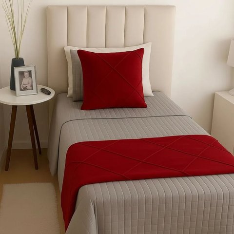 Peseira Drapeada Veludo Luxo 1,60x0,50m Dupla Face cama solteiro Vermelho