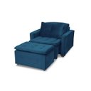 Ver imagem 3 de Poltrona do Papai Reclinável com Puff Filadélfia Veludo Azul Marinho - Meu Estofado Poltrona do Papa
